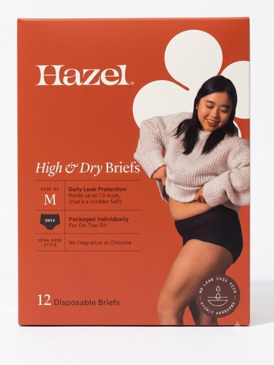 Hazel Other - Hazel High & Dry Disposable Briefs Medium Onyx Black High-Rise 12 Count NIB